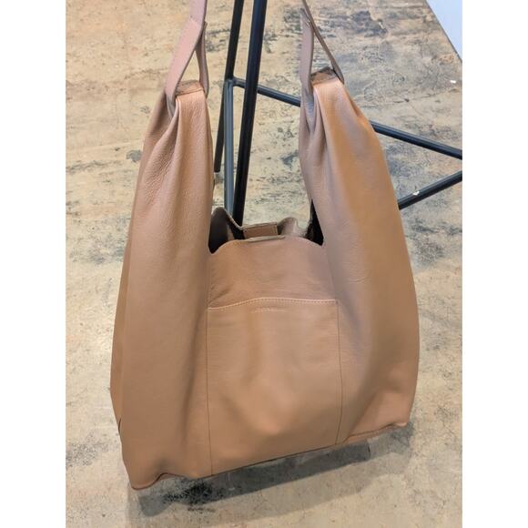 Lucky Brand Large Leather Satchel Tote VACHETTA Brown 0313DM0124 Chic Hobo - Picture 5 of 13